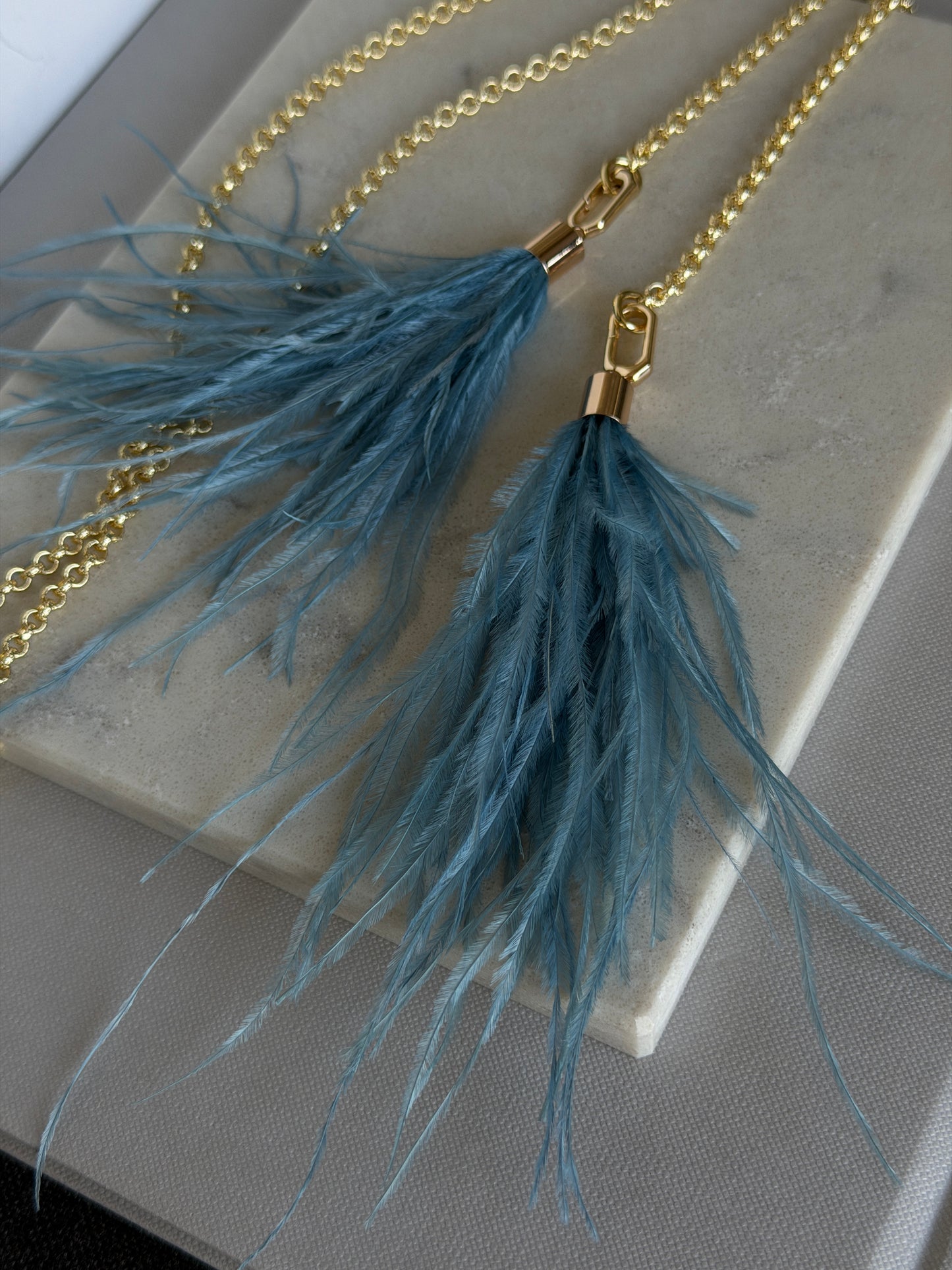 FEATHER lariat necklace set