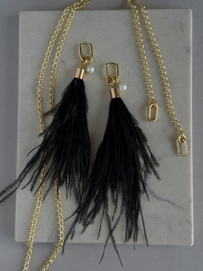 FEATHER lariat necklace set