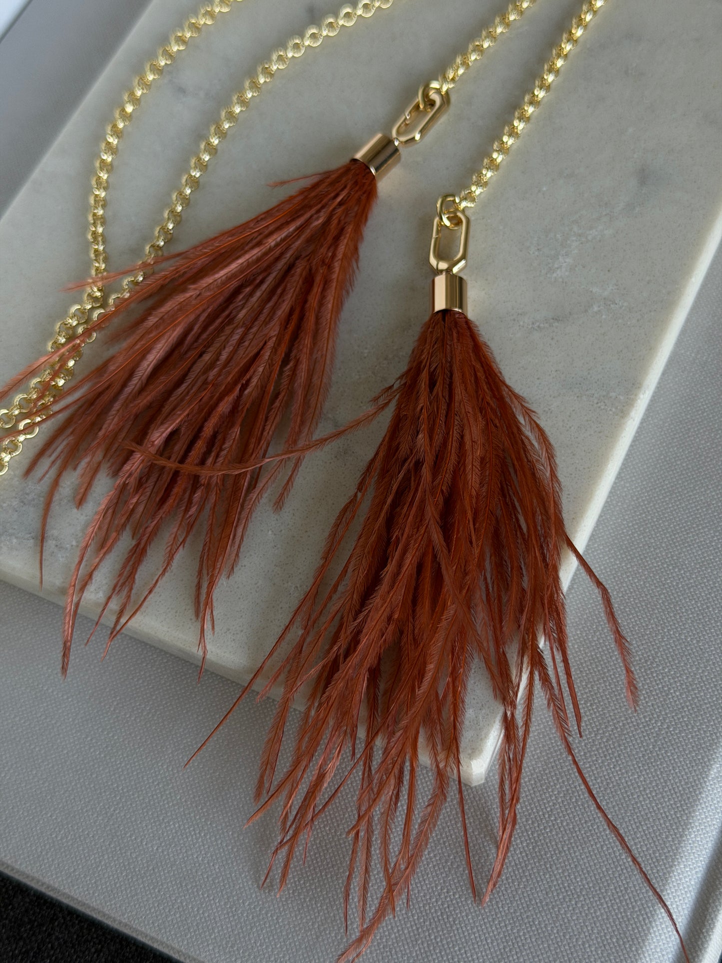FEATHER lariat necklace set