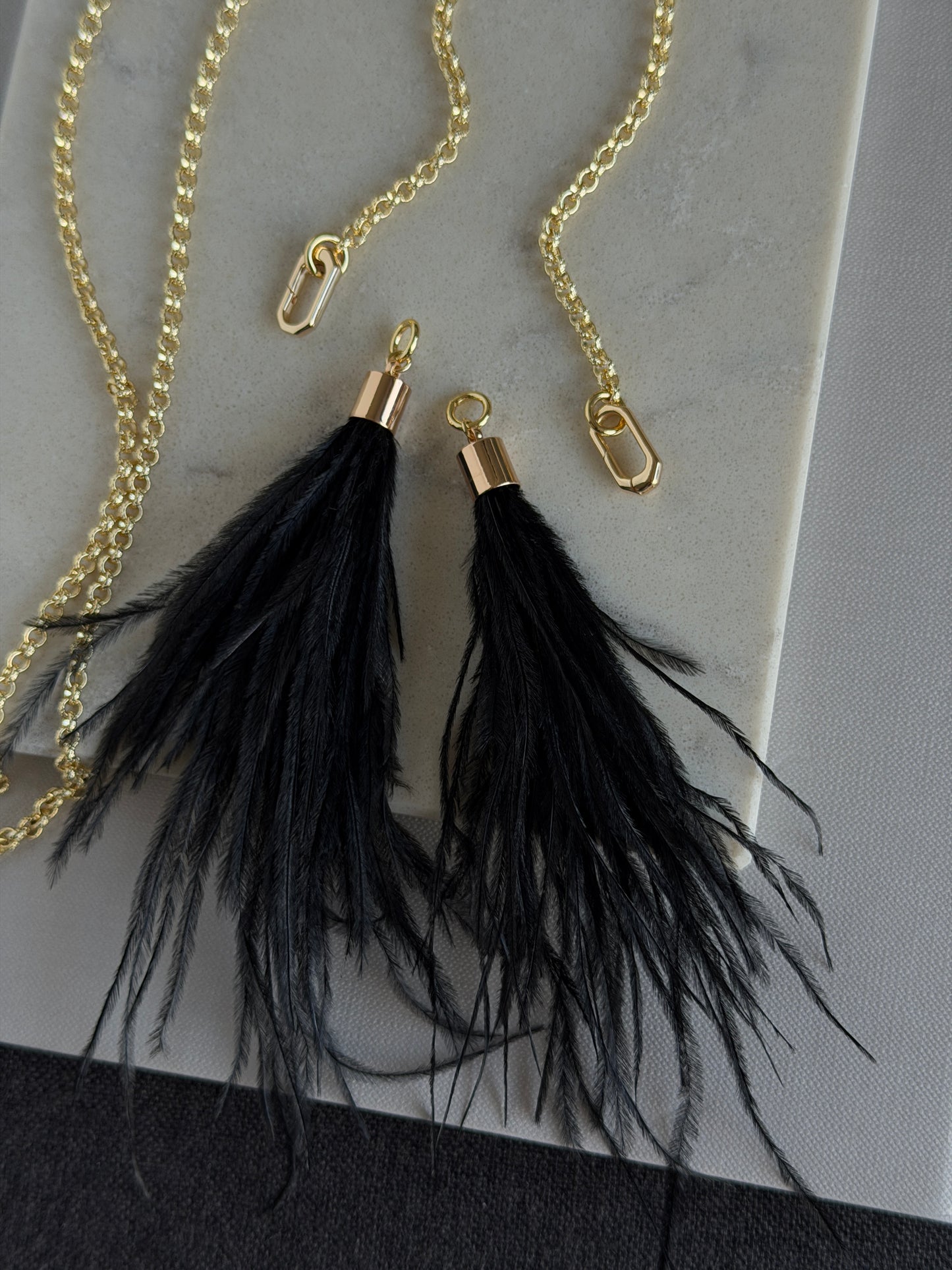 FEATHER lariat necklace set