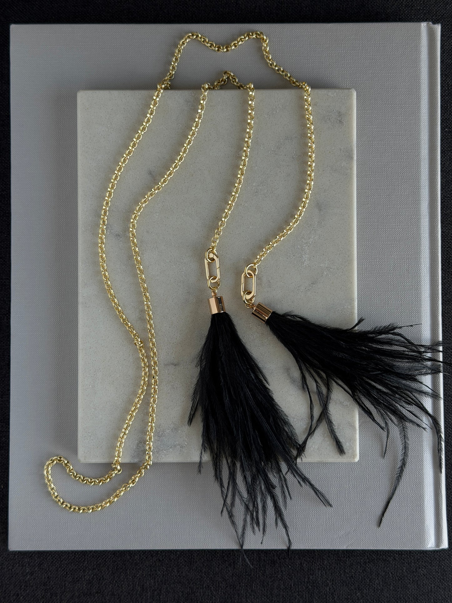 FEATHER lariat necklace set